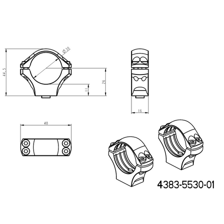 Base Picatinny QD Ergo de 30mm anéis para luneta | longa 