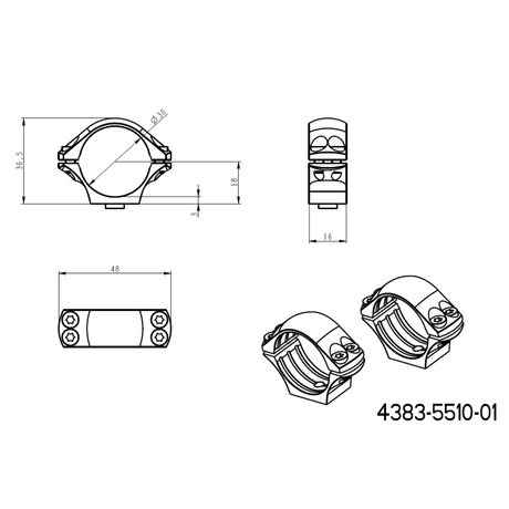 Base Picatinny QD Ergo de 30mm anéis para luneta | longa 