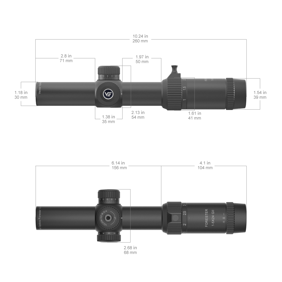 Vector Optics Forester 1-5x24SFP GenII mira telescópica 