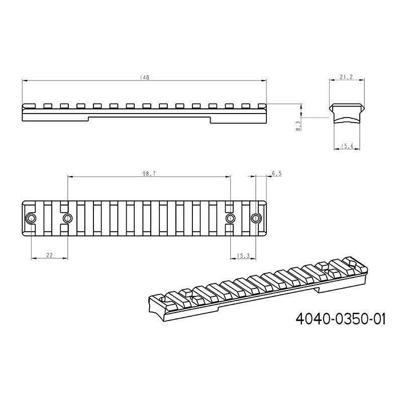 Howa 1500S trilho Picatinny 