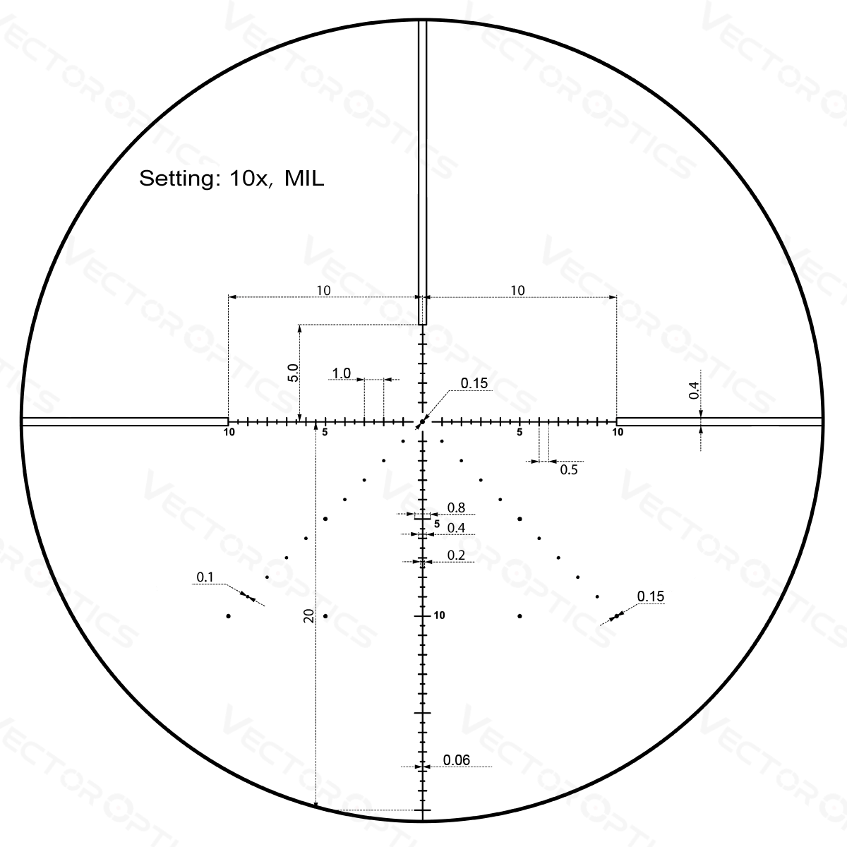 Vector Optics Veyron 10x44 SFP compacto mira telescópica 