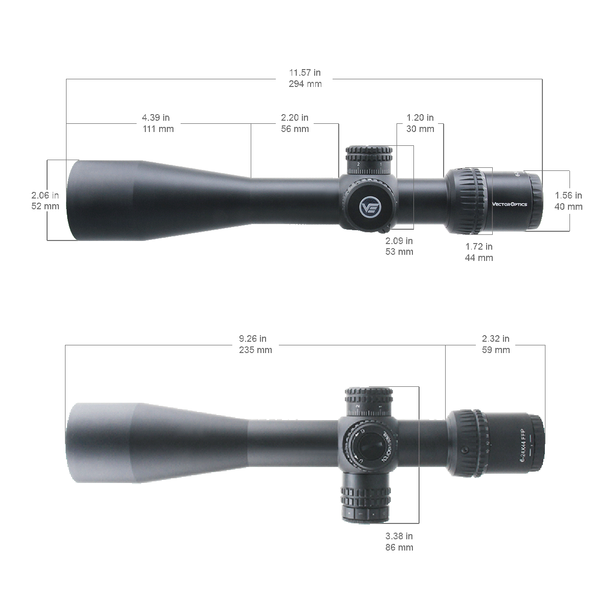 Vector Optics Veyron 6-24x44 IR Primeiro Plano Focal Iluminado mira telescópica 