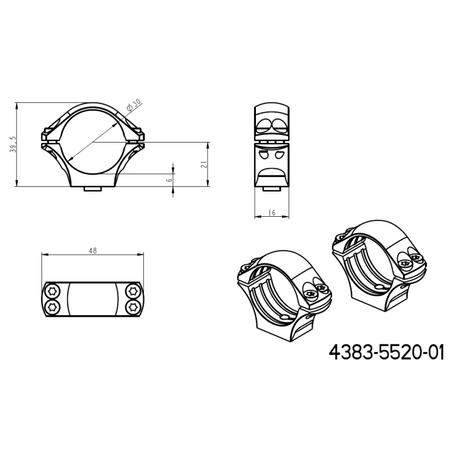 Base Picatinny QD de 30mm anéis para luneta | longa 