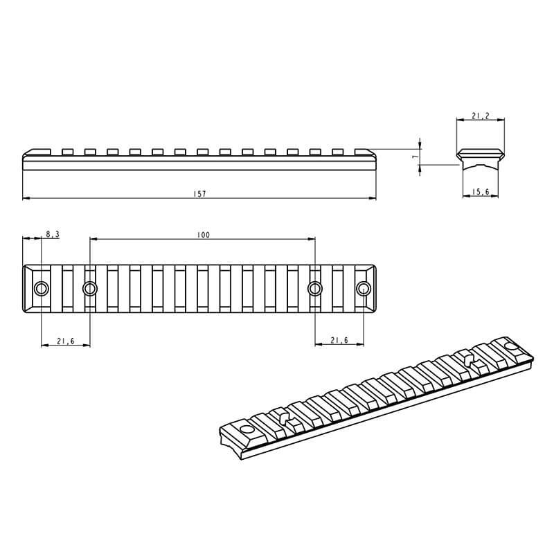 Savage 110 curto trilho Picatinny 